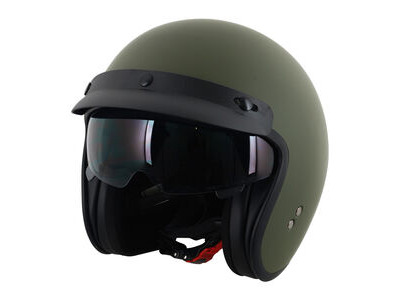 STEALTH HS391 Peaked Open Face Helmet Matt Green