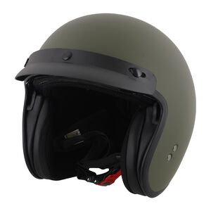 STEALTH HS391 Peaked Open Face Helmet Matt Green click to zoom image