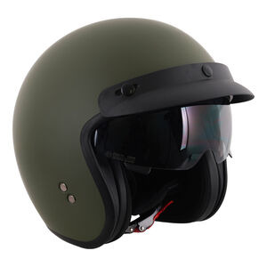 STEALTH HS391 Peaked Open Face Helmet Matt Green click to zoom image