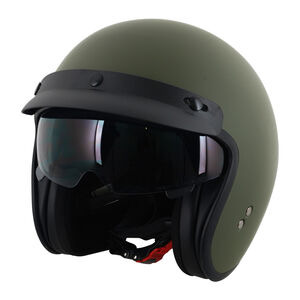 STEALTH HS391 Peaked Open Face Helmet Matt Green 