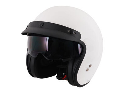 STEALTH Open Face Helmet With Peak - Gloss White