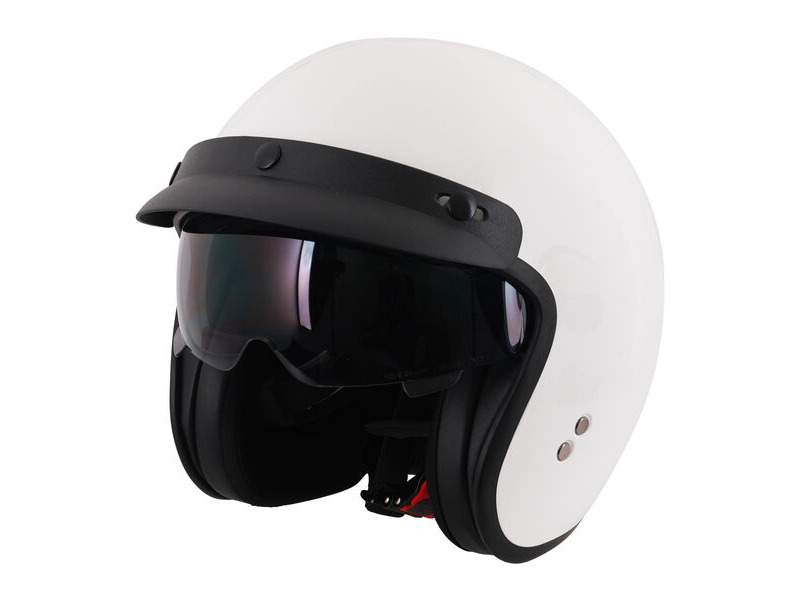STEALTH Open Face Helmet With Peak - Gloss White click to zoom image