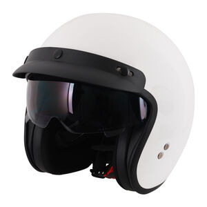 STEALTH Open Face Helmet With Peak - Gloss White 