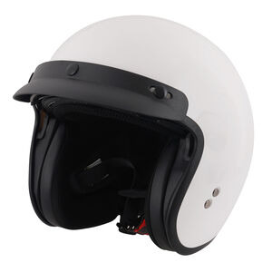 STEALTH Open Face Helmet With Peak - Gloss White click to zoom image