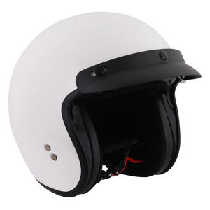 STEALTH Open Face Helmet With Peak - Gloss White click to zoom image