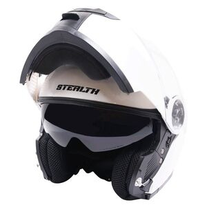 STEALTH Stealth V159 Flip Road Helmet Plain Gloss White click to zoom image