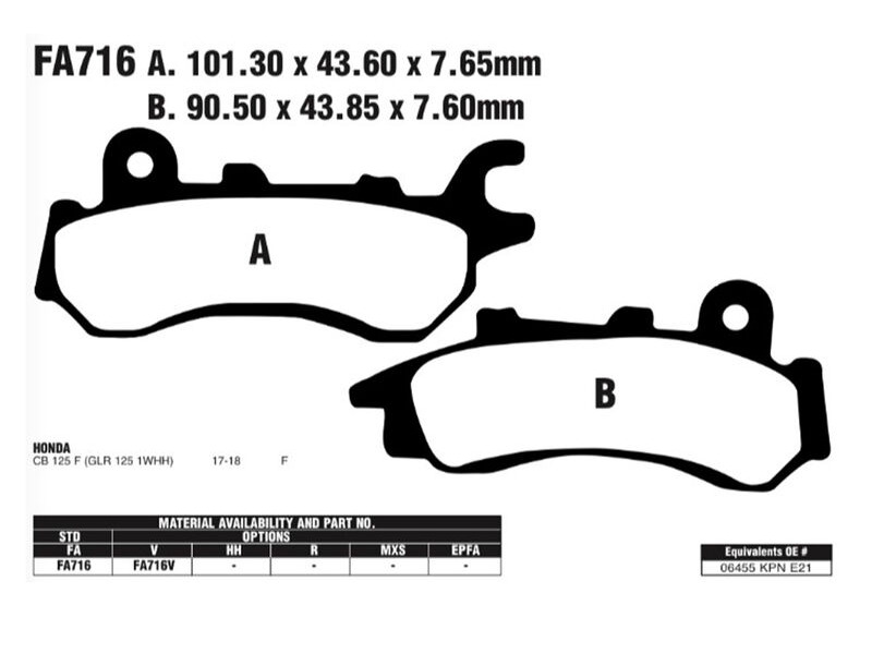 EBC BRAKES Brake Pads FA716 click to zoom image