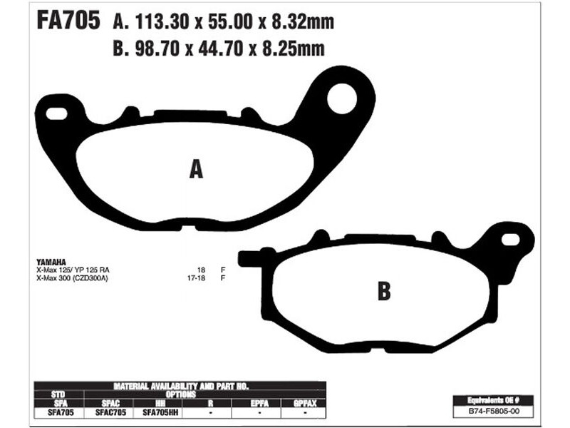 EBC BRAKES Brake Pads SFA705HH click to zoom image