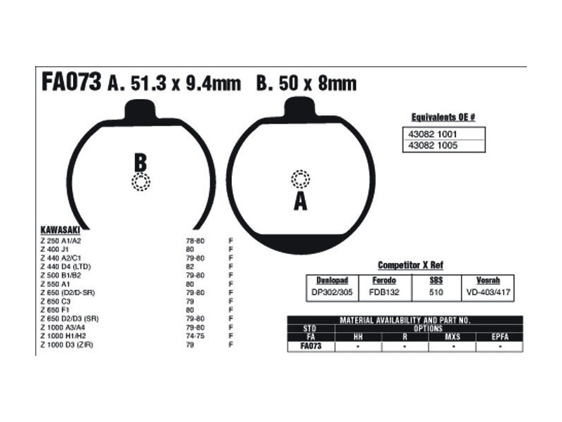 EBC BRAKES Brake Pads FA073 click to zoom image