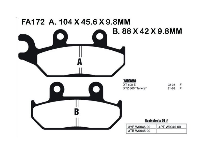 EBC BRAKES Brake Pads FA172TT click to zoom image