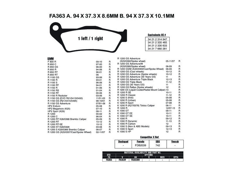 EBC BRAKES Brake Pads FA363HH click to zoom image