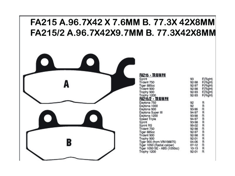 EBC BRAKES Brake Pads FA215 click to zoom image