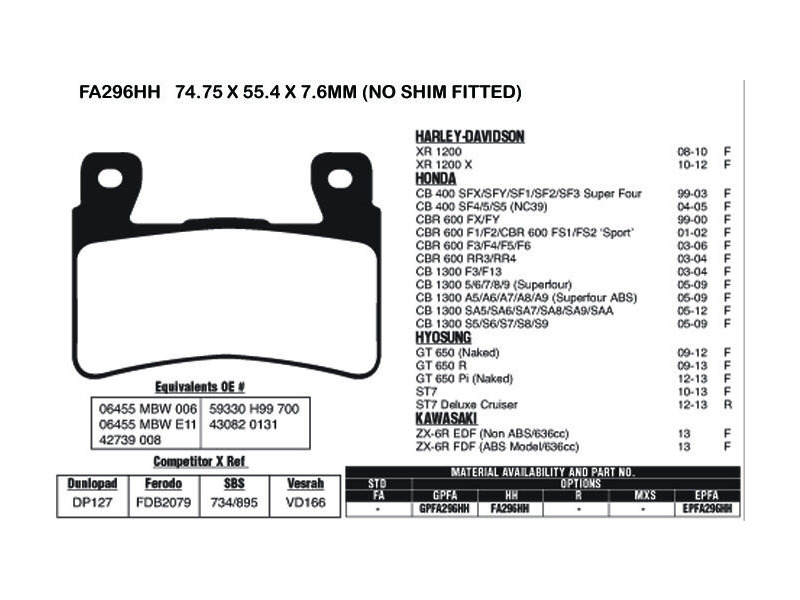 EBC BRAKES Brake Pads EPFA296HH click to zoom image