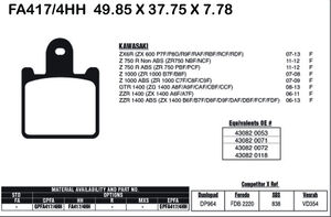 EBC BRAKES Brake Pads FA417/4HH (4 Pcs Per Set) 