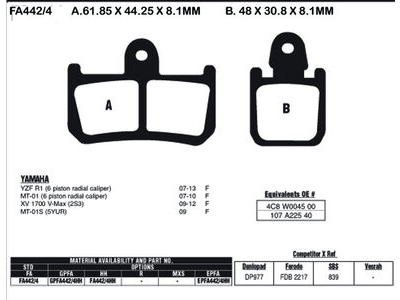 EBC BRAKES Brake Pads FA442/4 (4 Pcs Per Set)