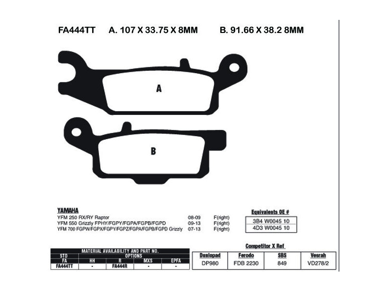 EBC BRAKES Brake Pads FA444TT click to zoom image