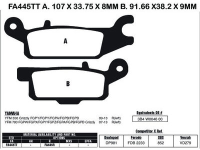 EBC BRAKES Brake Pads FA445TT-SPECIAL ORDER