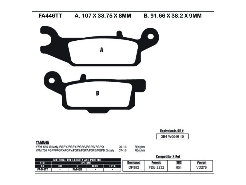 EBC BRAKES Brake Pads FA446TT click to zoom image