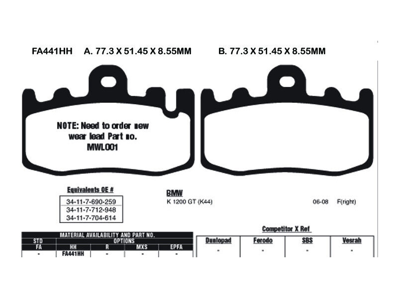 EBC BRAKES Brake Pads FA441HH click to zoom image