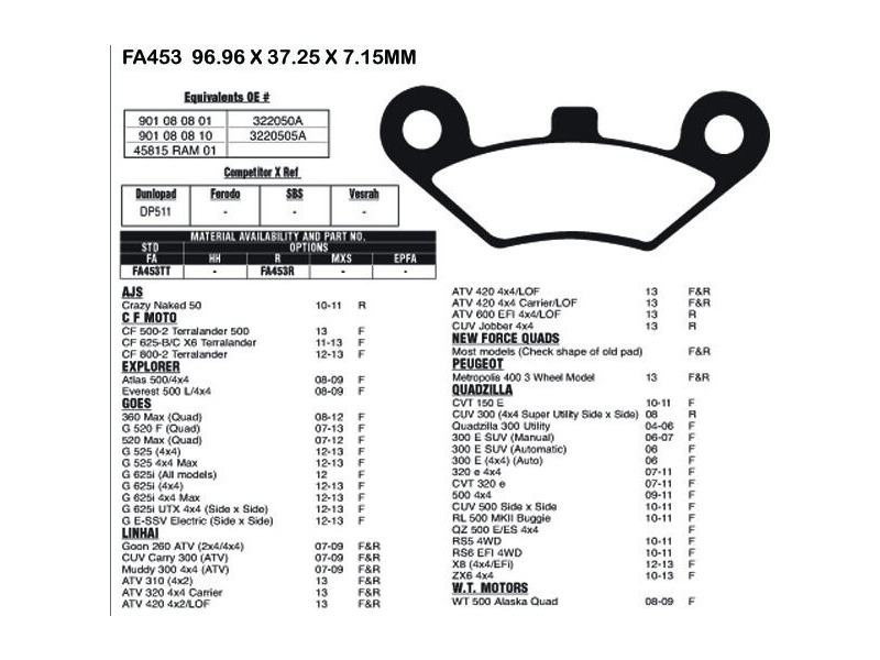 EBC BRAKES Brake Pads FA453TT click to zoom image