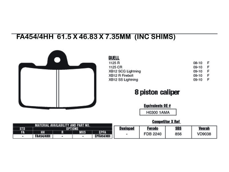 EBC BRAKES Brake Pads EPFA454/4HH click to zoom image