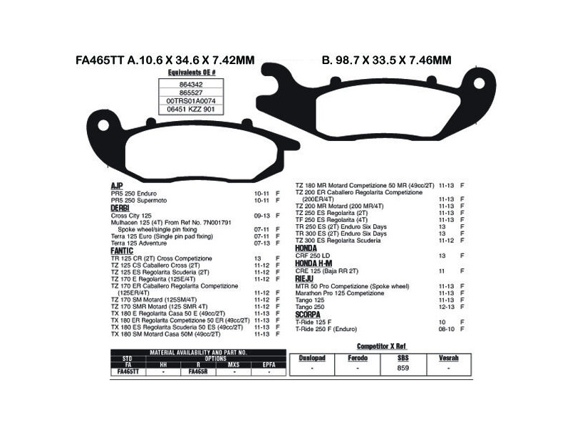 EBC BRAKES Brake Pads FA465TT click to zoom image