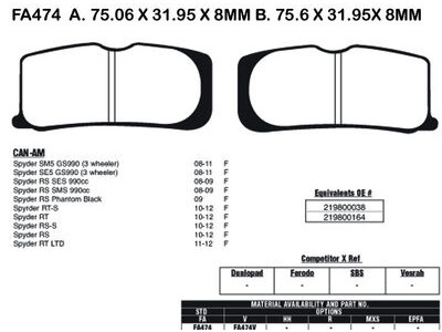 EBC BRAKES Brake Pads FA474-SPECIAL ORDER