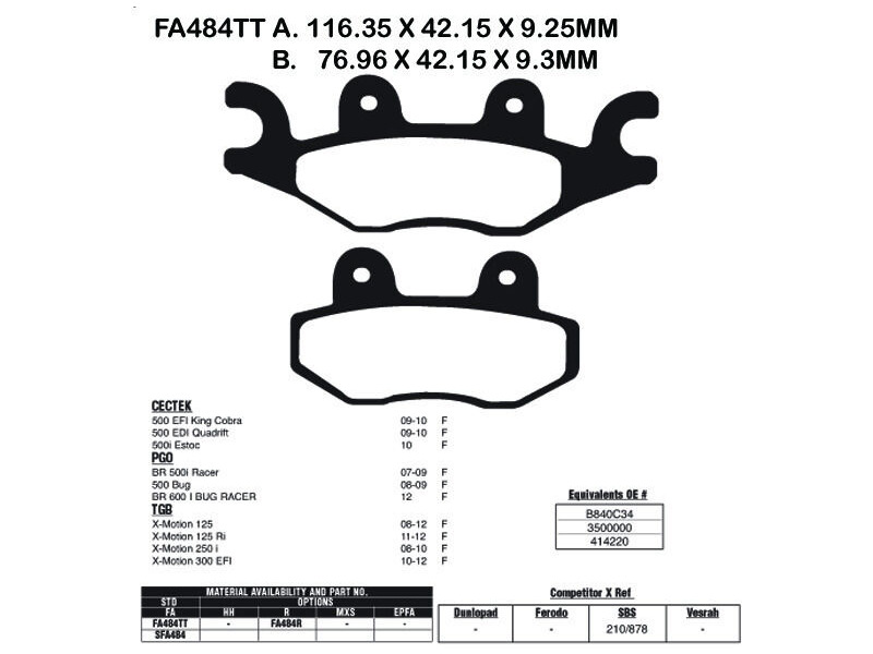 EBC BRAKES Brake Pads SFA484 click to zoom image