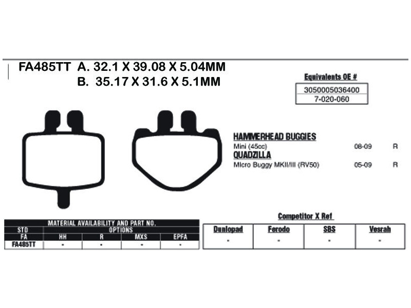 EBC BRAKES Brake Pads FA485TT click to zoom image