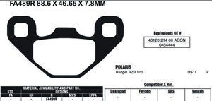 EBC BRAKES Brake Pads FA489R-SPECIAL ORDER 