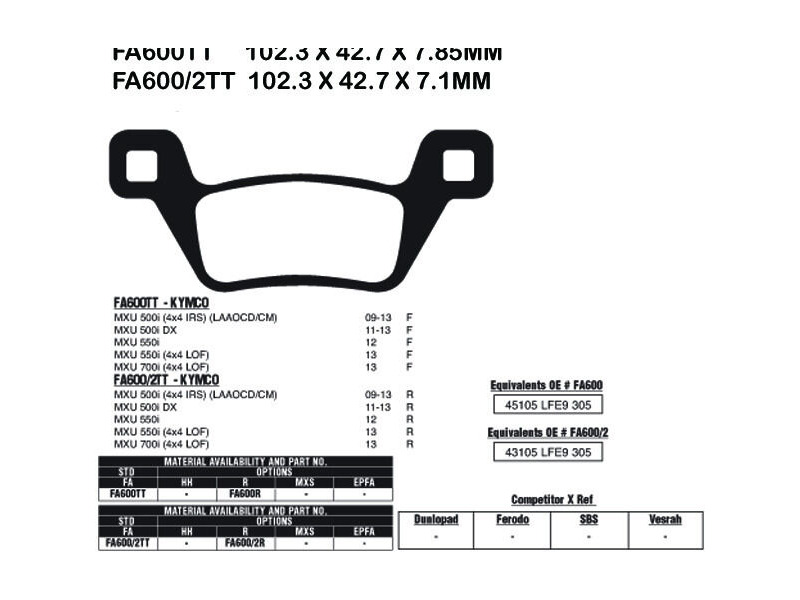 EBC BRAKES Brake Pads FA600TT click to zoom image