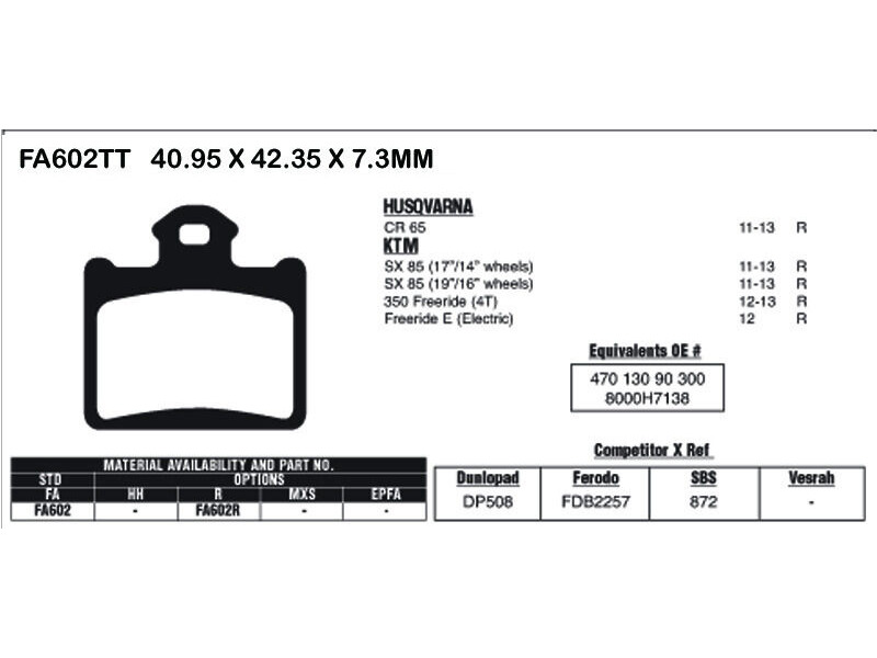 EBC BRAKES Brake Pads FA602R click to zoom image