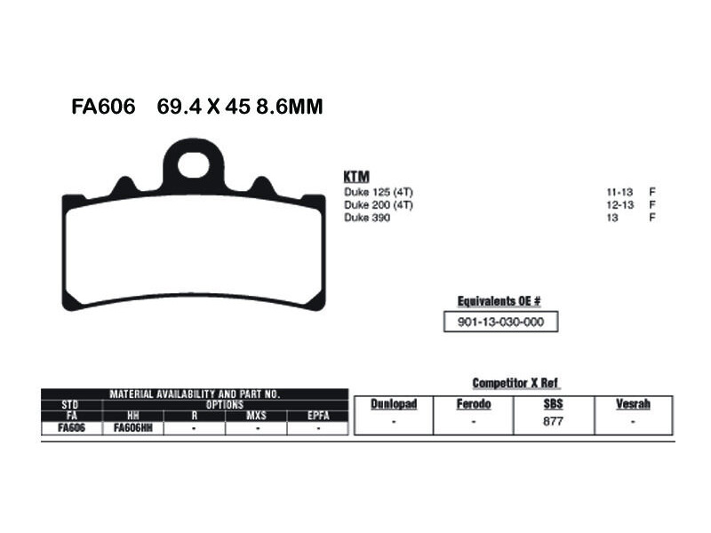 EBC BRAKES Brake Pads FA606 click to zoom image