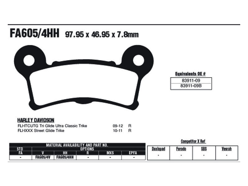 EBC BRAKES Brake Pads FA605/4V click to zoom image