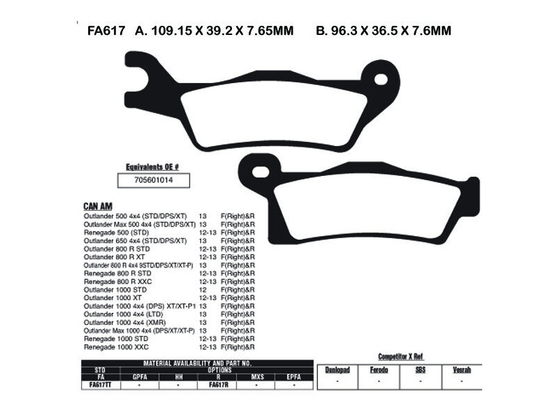 EBC BRAKES Brake Pads FA617TT click to zoom image