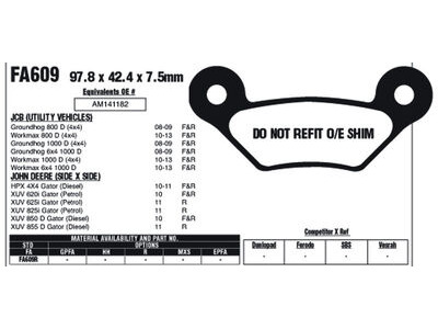 EBC BRAKES Brake Pads FA609R-SPECIAL ORDER