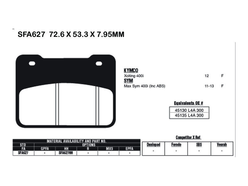 EBC BRAKES Brake Pads SFA627 click to zoom image