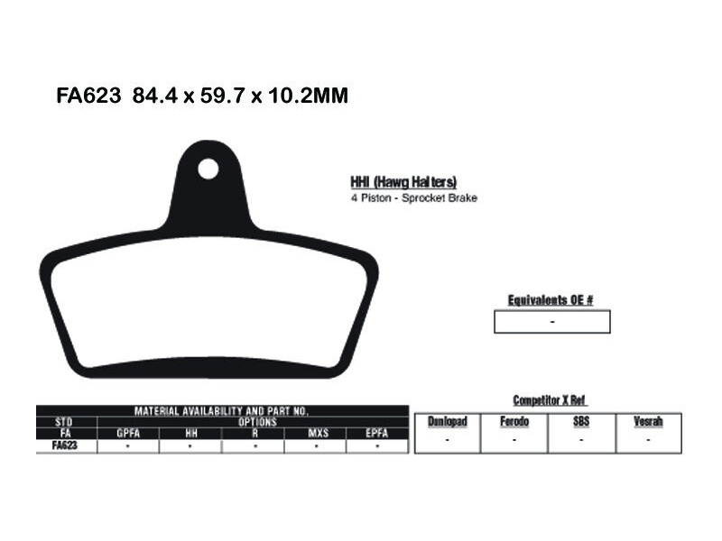 EBC BRAKES Brake Pads FA623-SPECIAL ORDER+AF3250 click to zoom image