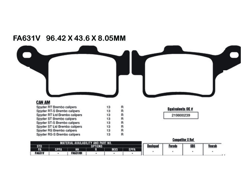 EBC BRAKES Brake Pads FA631HH click to zoom image