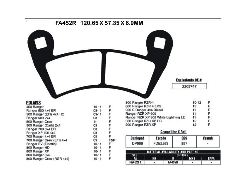 EBC BRAKES Brake Pads FA452TT-SPECIAL ORDER click to zoom image