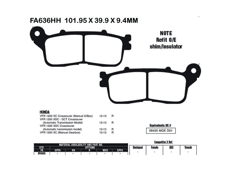 EBC BRAKES Brake Pads FA636HH click to zoom image