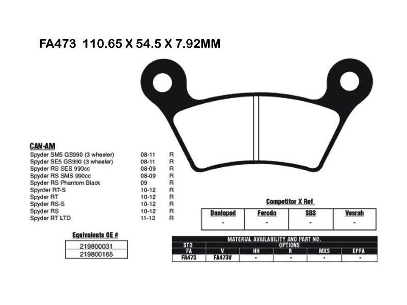 EBC BRAKES Brake Pads FA473V click to zoom image