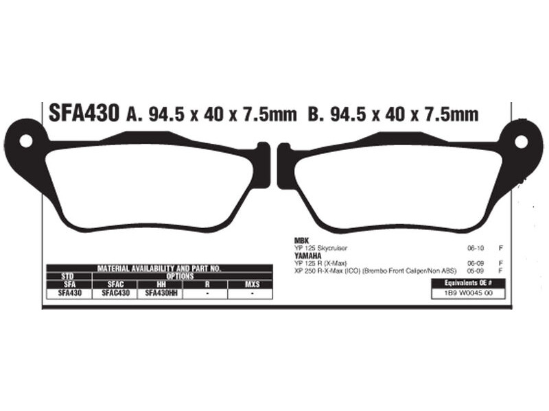 EBC BRAKES Brake Pads SFA430HH click to zoom image