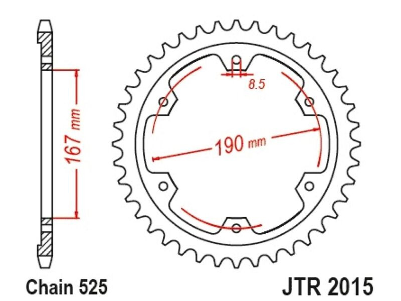 JT SPROCKETS Sprocket Rear JTR2015-50 525 pitch RK NA Tiger 850/900 click to zoom image
