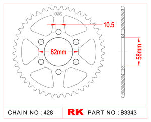 RK CHAINS Sprocket Rear RK-B3433-43 428 pitch 