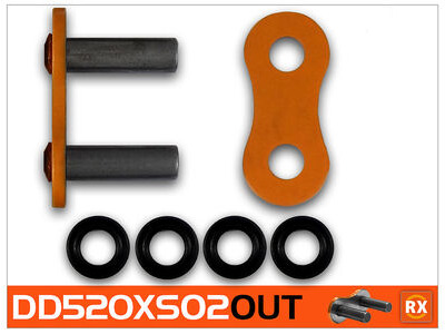 RK CHAINS DD520XSO2-CLF Orange RX-Ring Con Rivet Link