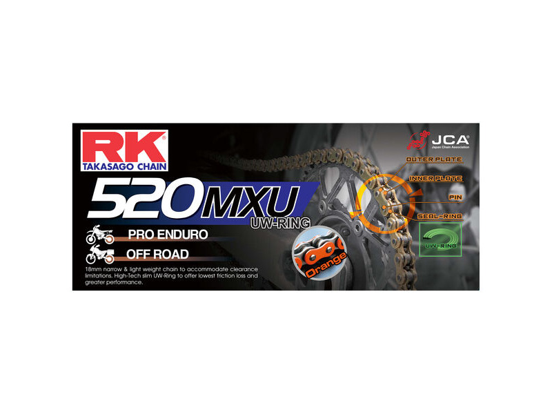 RK CHAINS DD520MXU-120 Orange UW-Ring Chain click to zoom image