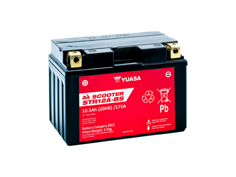 YUASA STR12A-BS (CP) 12V MF VRLA Scooter Battery click to zoom image