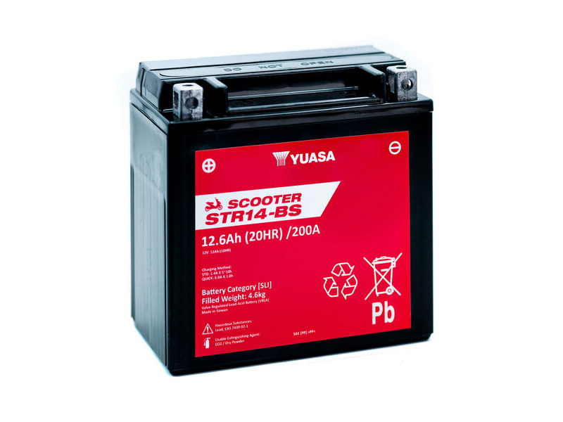 YUASA STR14-BS (WC) 12V MF VRLA Scooter Battery click to zoom image