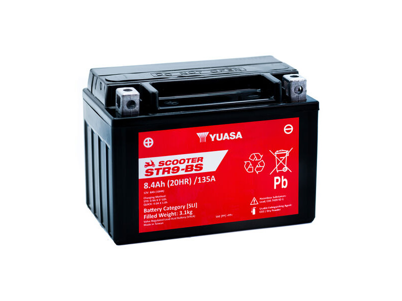 YUASA STR9-BS (CP) 12V MF VRLA Scooter Battery click to zoom image